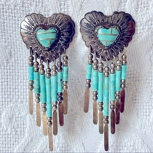 Vintage Sterling Silver and Turquoise Dangle Earrings